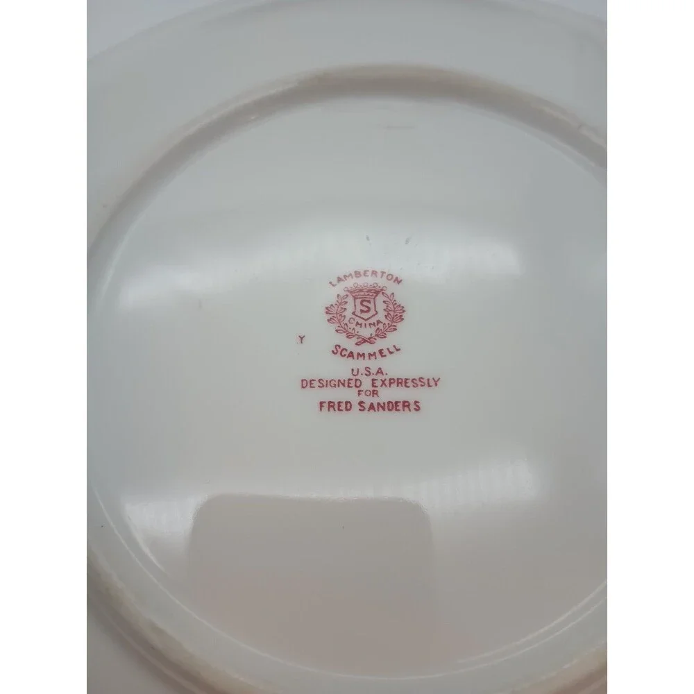 2 Vtg Lamberton Scammel Fred Sanders Ice Cream Shop Shoppe Plates Red S 9.25